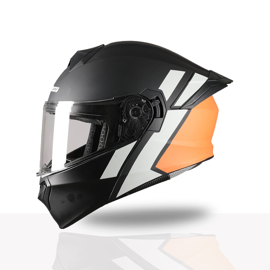 TVS Racing SuperPose Smoked Dual Visor Flip Up Modular Helmet for Men and Women, ISI DOT Certified, ABS Shell, Quick Release Visor, Lightweight, Ventilated, Open Face to Full Face
